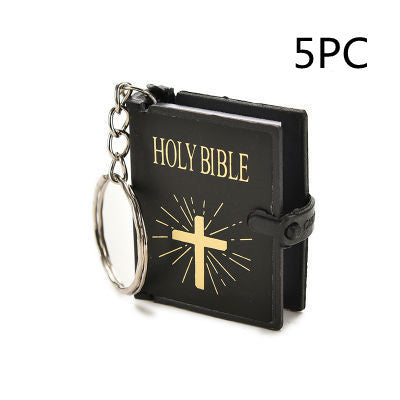 Mini English HOLY BIBLE Key Chains Real Paper Readable Bible Christian Keyrings Car Key Chains Bag Ornaments Religious Jewelry