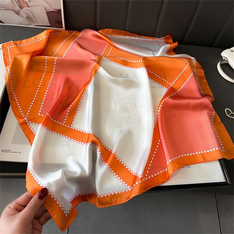 Artificial Silk Striped High-grade Korean Style Stylish Beach Arm Bag Silk Scarf