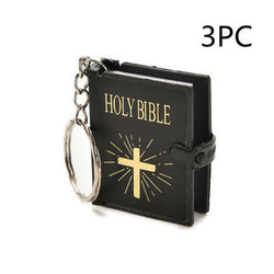 Mini English HOLY BIBLE Key Chains Real Paper Readable Bible Christian Keyrings Car Key Chains Bag Ornaments Religious Jewelry