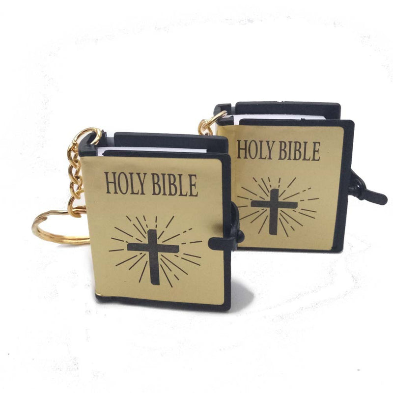 Mini English HOLY BIBLE Key Chains Real Paper Readable Bible Christian Keyrings Car Key Chains Bag Ornaments Religious Jewelry