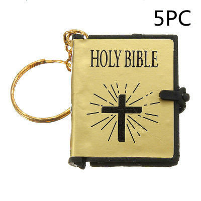 Mini English HOLY BIBLE Key Chains Real Paper Readable Bible Christian Keyrings Car Key Chains Bag Ornaments Religious Jewelry