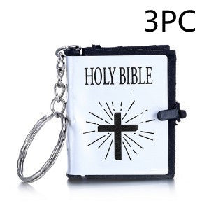 Mini English HOLY BIBLE Key Chains Real Paper Readable Bible Christian Keyrings Car Key Chains Bag Ornaments Religious Jewelry