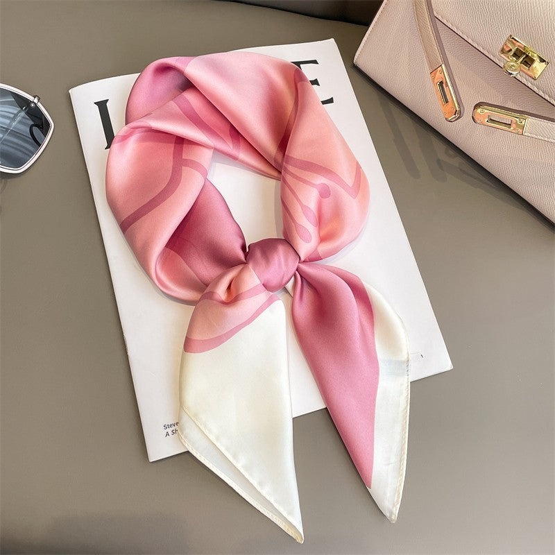 Artificial Silk Striped High-grade Korean Style Stylish Beach Arm Bag Silk Scarf