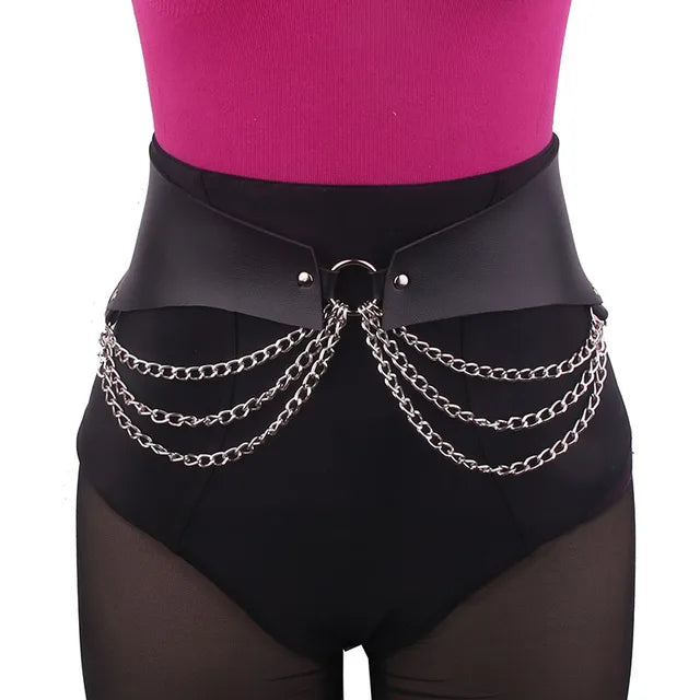 Leather Harness Body Belts Garters Waist Chain Belt