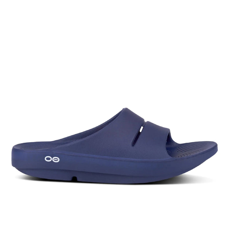 OOFOS OOahh Slide - Lightweight Recovery Footwear - Reduces Stress on Feet, Joints & Back - Machine Washable 15 Navy